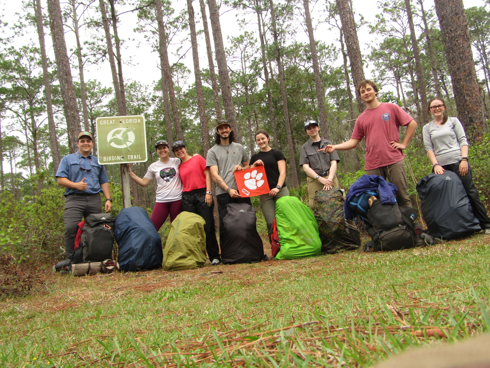 Students on backpacking trip.