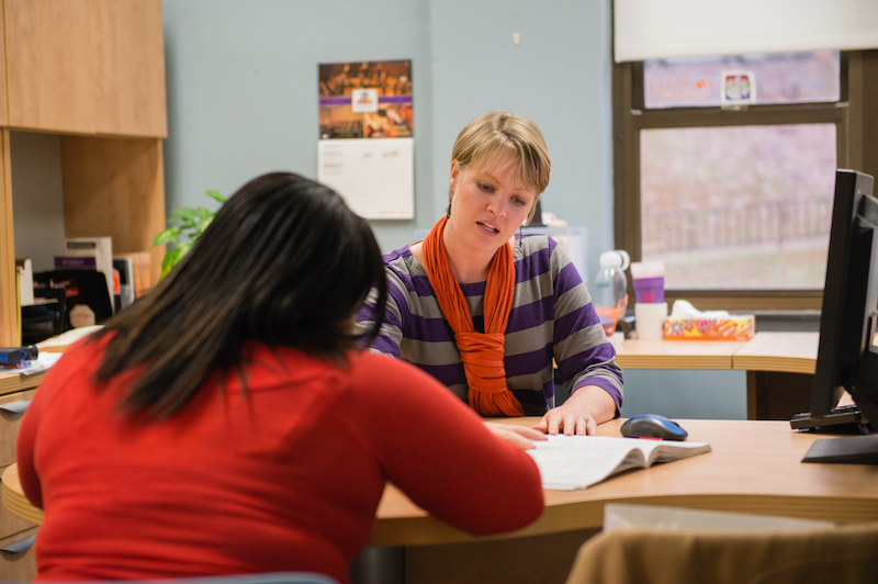 Academic advisor advising a student