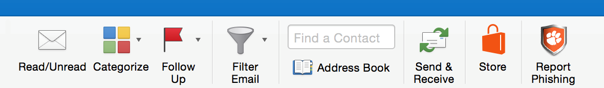 Outlook toolbar with a Report Phishing button on the right side