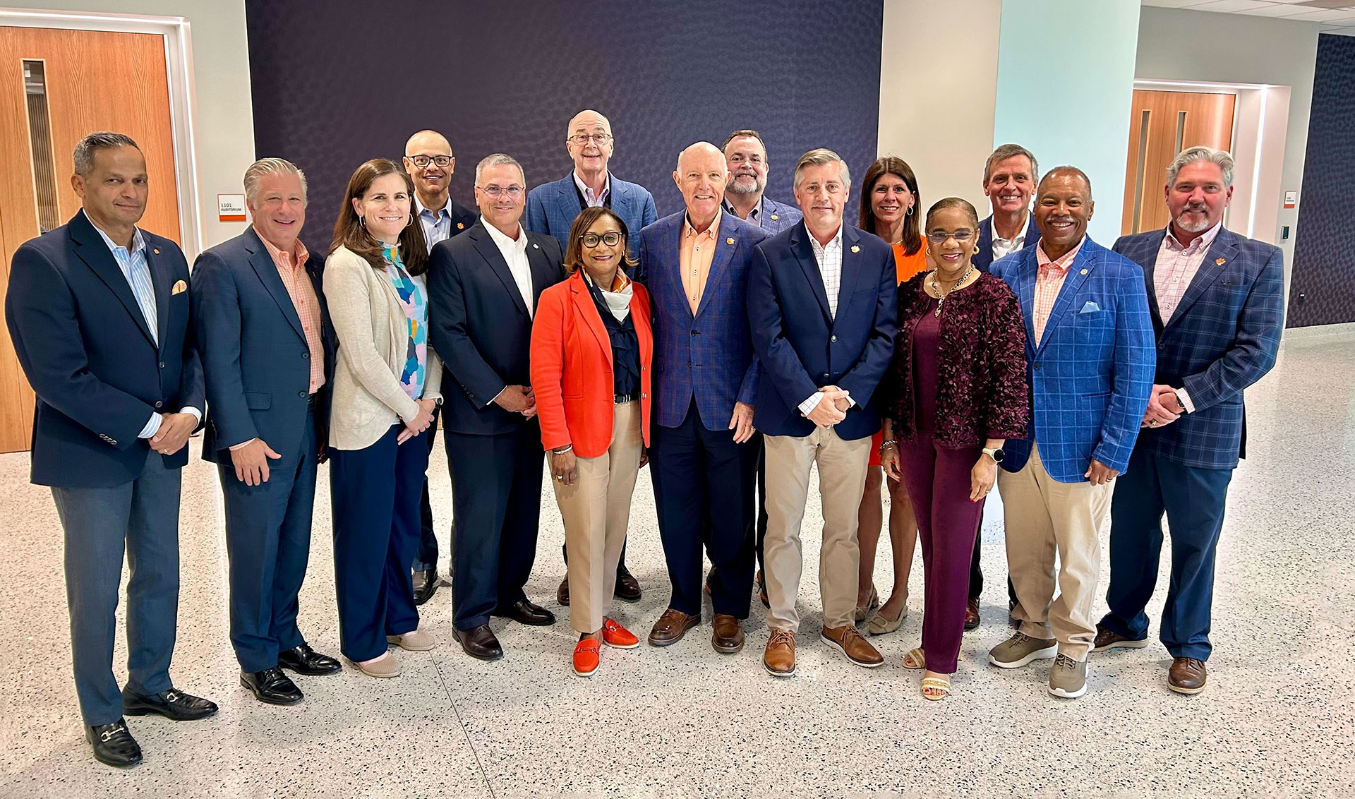 CECAS Advisory Board members group photo taken in the AMIC Building.