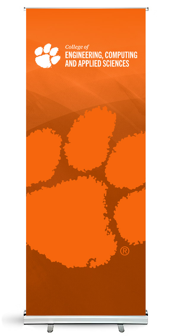 Pop-up Banner featuring a white Tiger Paw on an orange background