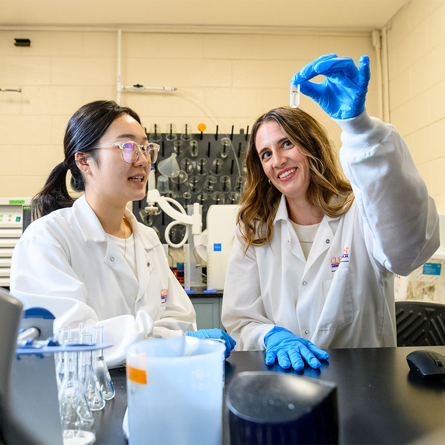 Student in the lab with Professor Larsen, working on NIH grant-funded research.