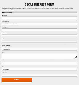 CCECAS Interest Form with lines to add personal contact details.