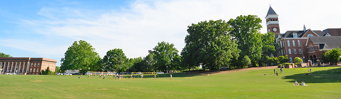 Students on Bowman field enjoying a nice day.