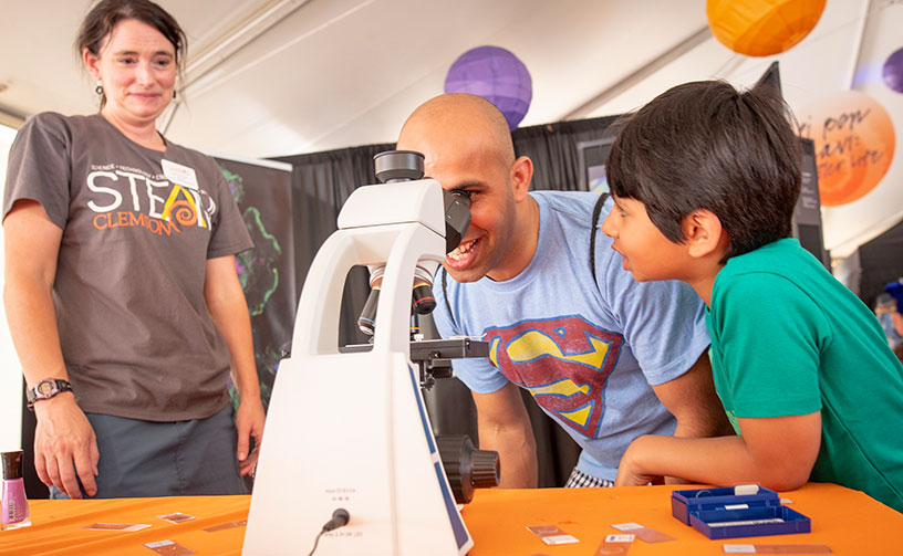 Faculty and staff members work together on a project at Clemson.