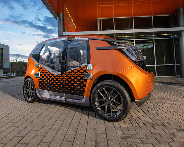 Deep Orange 11 Concept Vehicle at night on the CU-ICAR campus