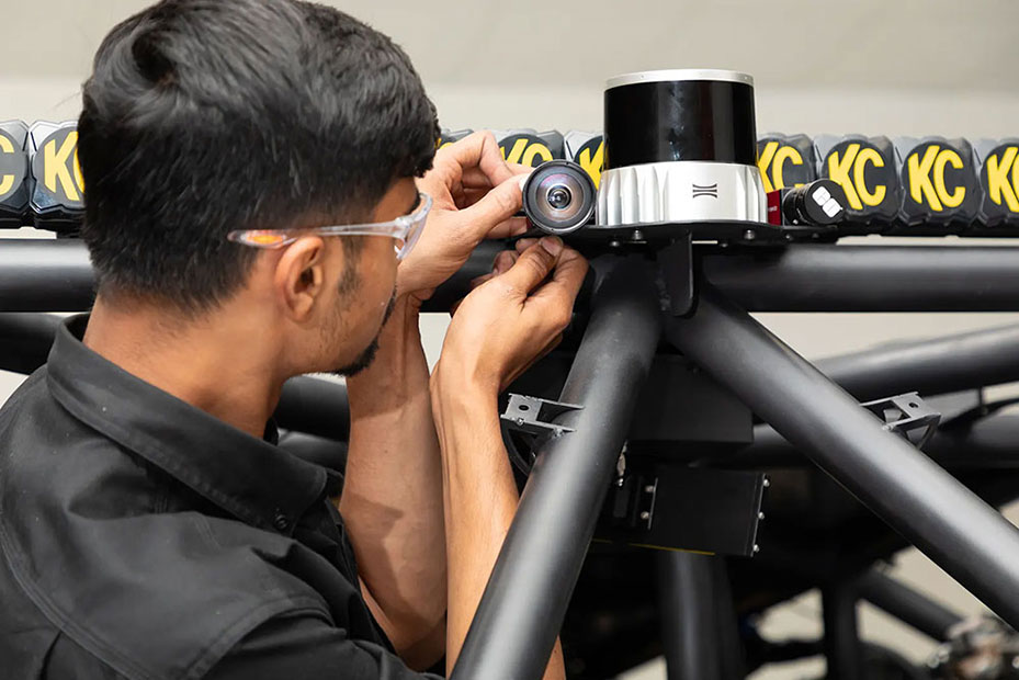 Close-up shot of vehicle lidar