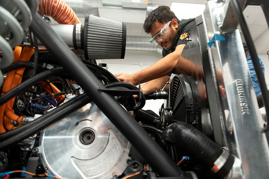 Student working on propulsion system