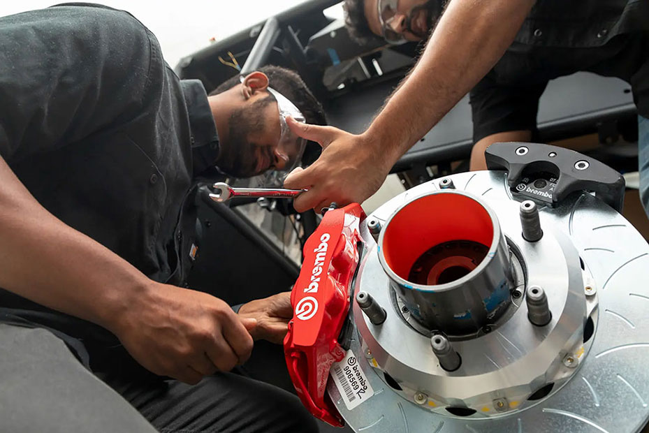 Close-up shot of braking system