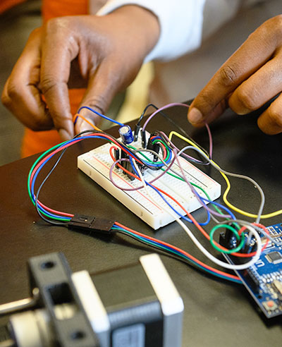 Close-up of electronics used in project