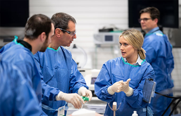 Coworkers in medical facility