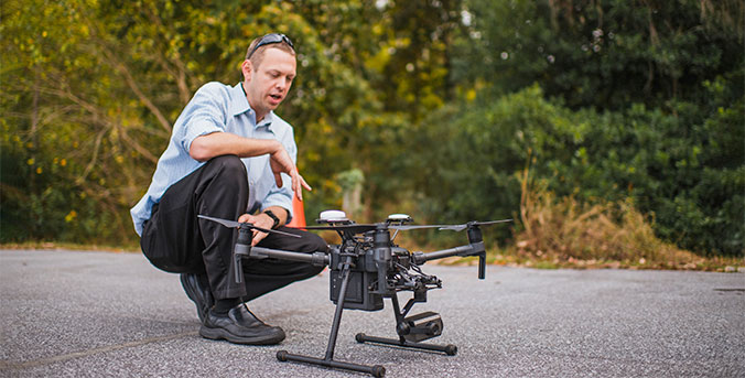 Testing of drone and autonomous system on campus.