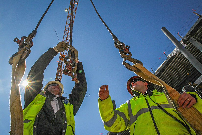 Employees on the Watt construction site.