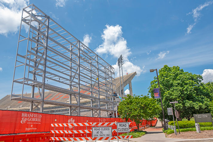 Stadium construction exterior.