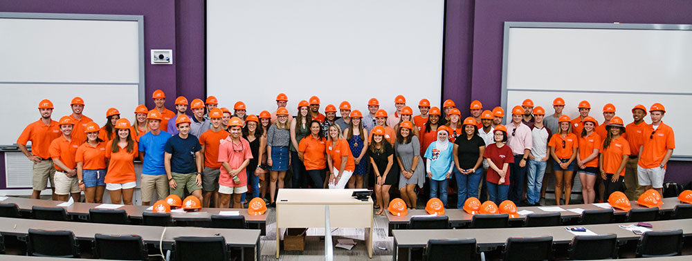 Group of civil engineering students at hat ceremony