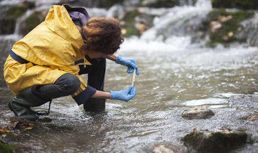 A scientist tests the water supply.