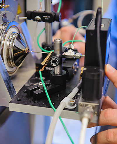 Close-up of equipment used in lab.