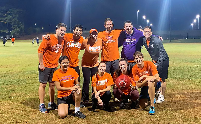 CEGSO students gathered at a kickball game.