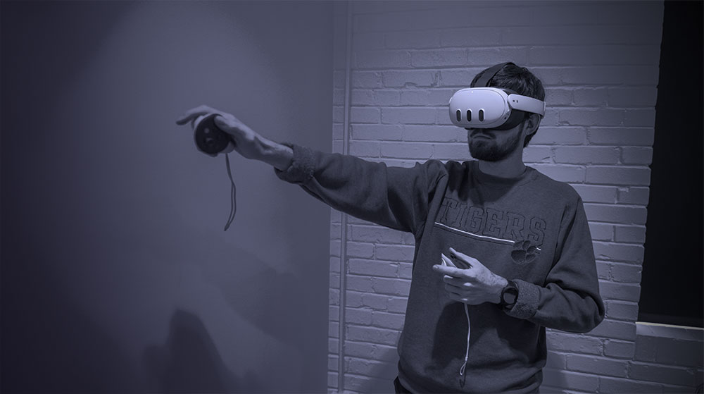 Student using VR equipment