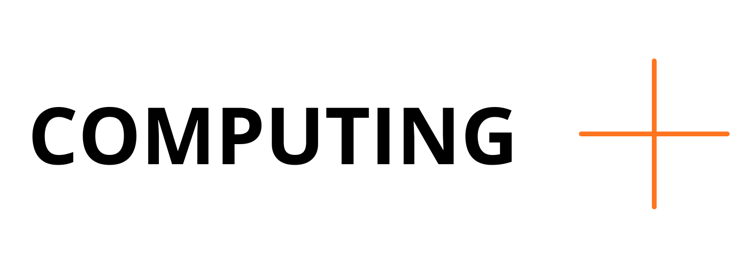 Computing and orange plus sign