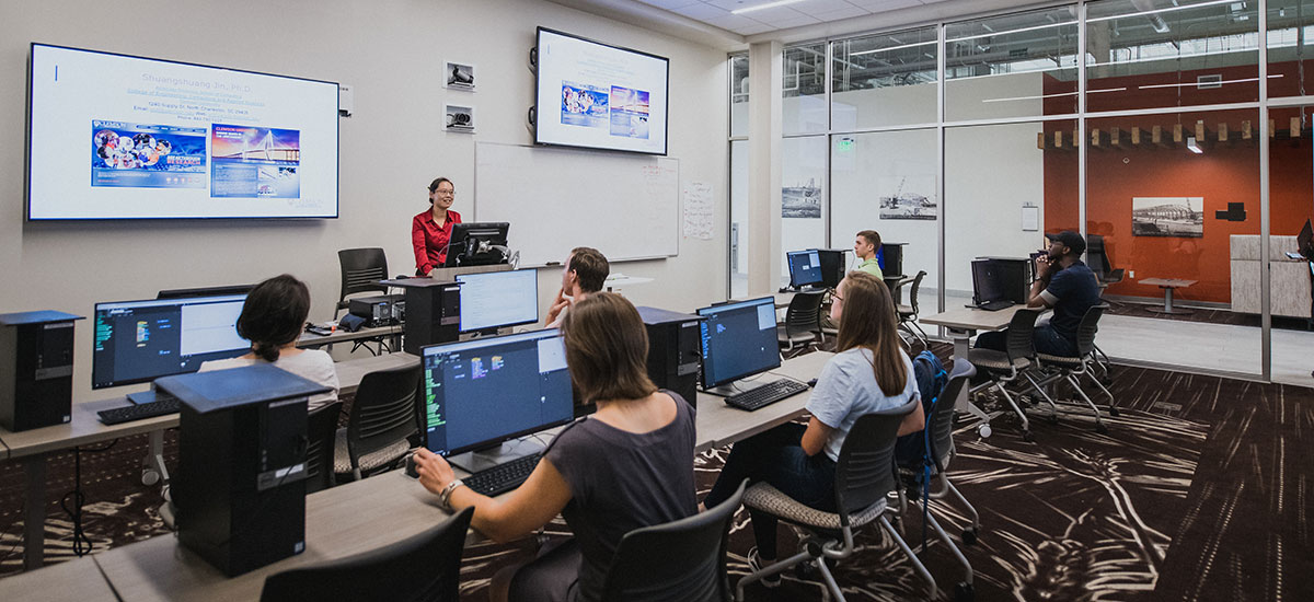 Students in class at the Charleston campus.
