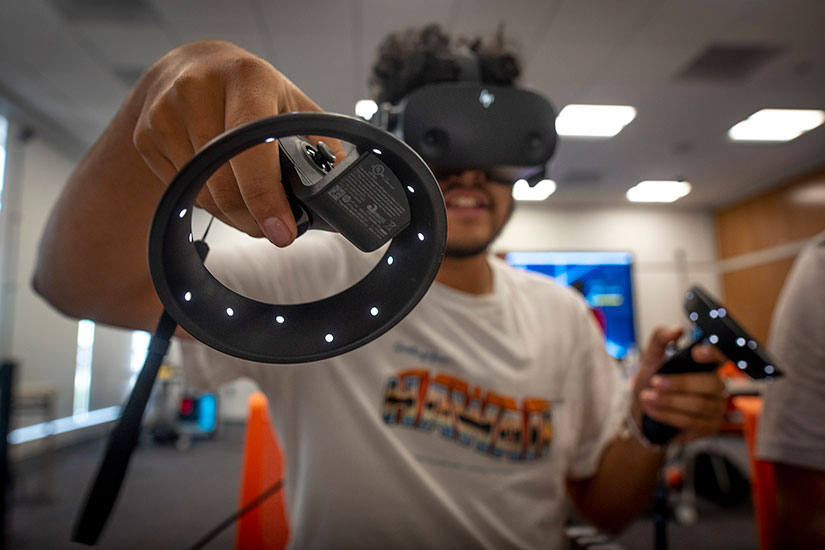 Student using VR equipment