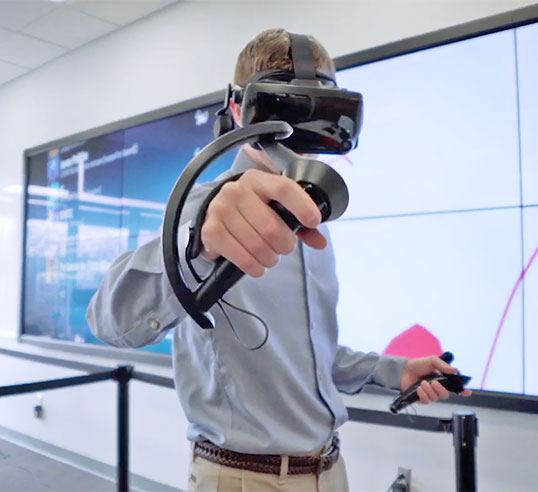 Student using VR for research project
