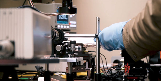 Ryckman photonics research in lab
