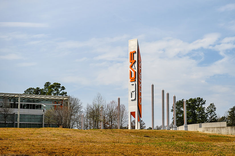 Outside of CU-ICAR campus, looking toward sign and building