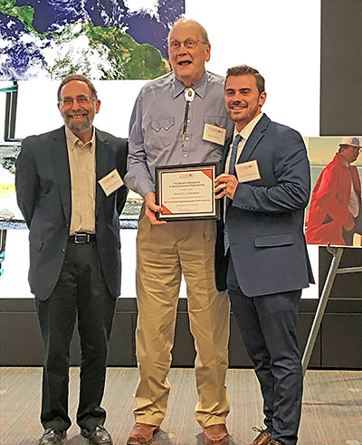 Student and chair with endowment award.