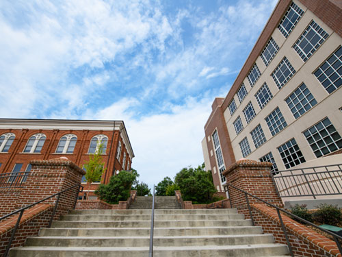 Staircase leading up to Brackett and Hardin