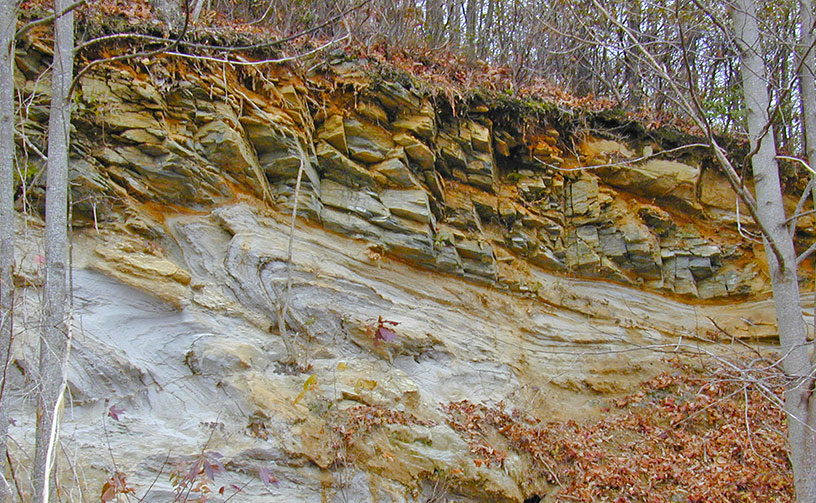 Rock edge as seen along trail in the Foothills.