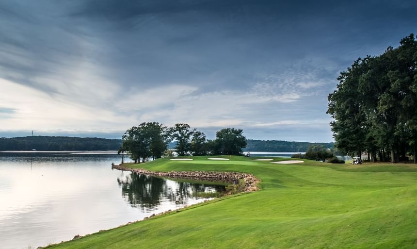 Madren Center view of golf and lake area.