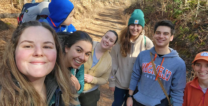 Group of students on a hike