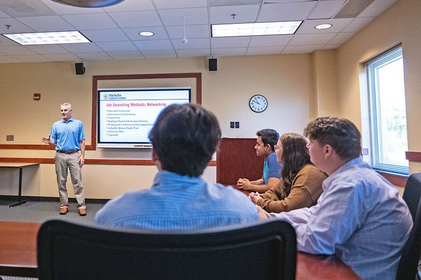 Career Services providing networking presentation to students