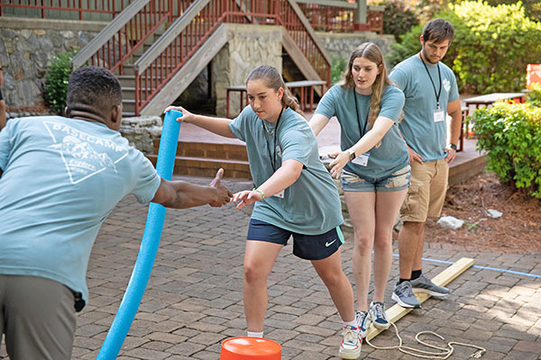 RISE residents participating in a team building exercise
