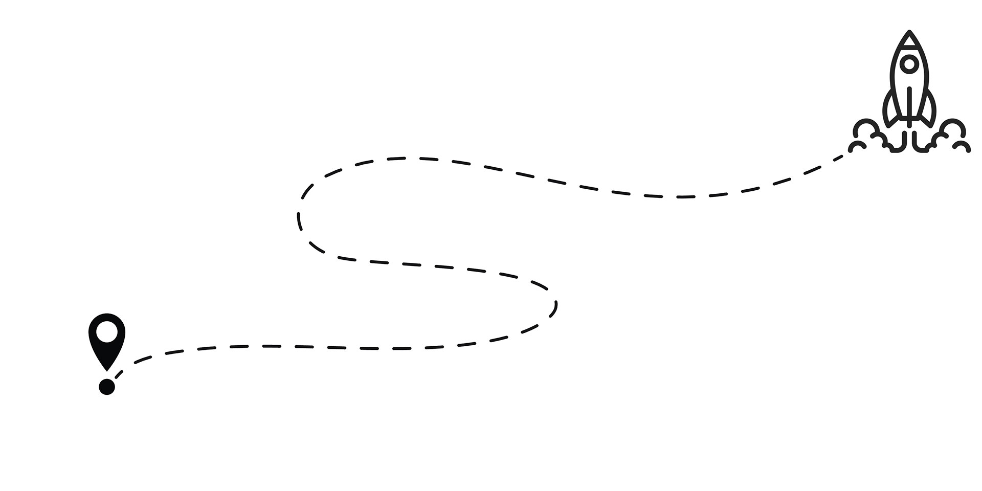 dotted route leading to rocket