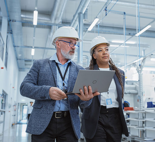 Industrial engineers inspect processes at work