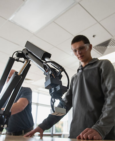 Student inside the design studio.