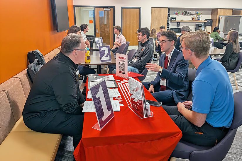 Students at career workshop networking event
