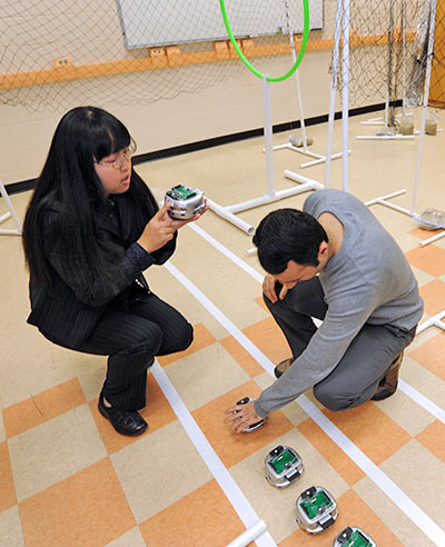Wang with sensors on floor