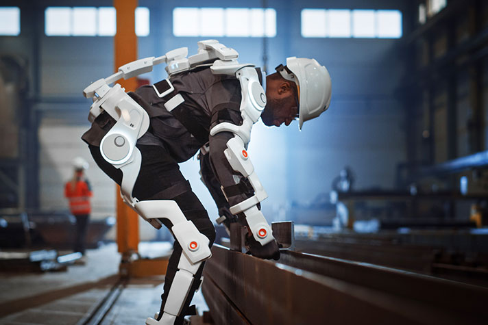 Man using robotic assistive technology on the job