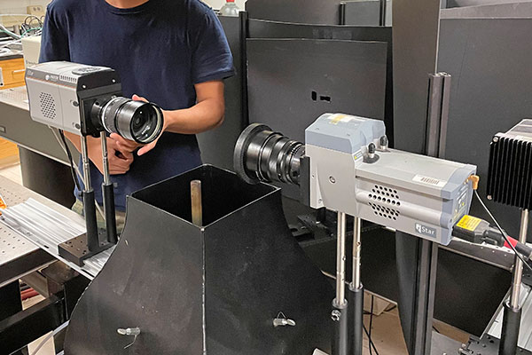 Student using lab equipment