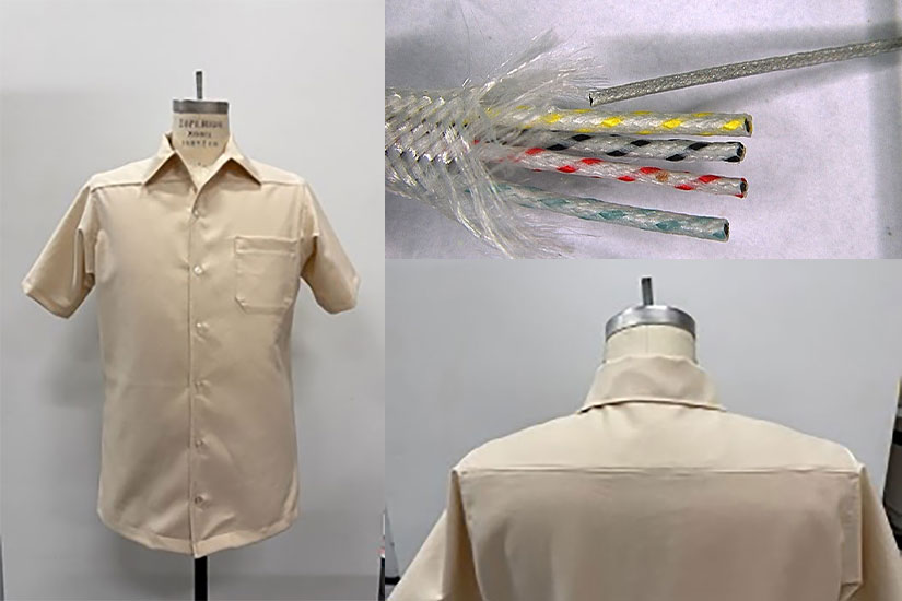 Collage of shirt and fibers created for the SMART ePANTS project