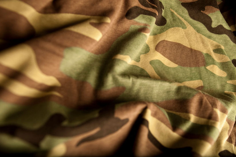 Close up of military suit fabric