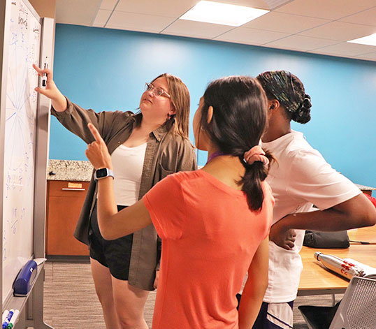 Female students studying together