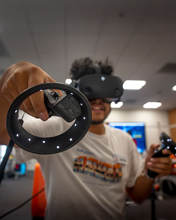 Student using vr headset