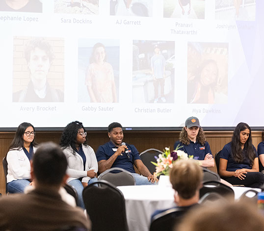 Student panel at sneak preview event