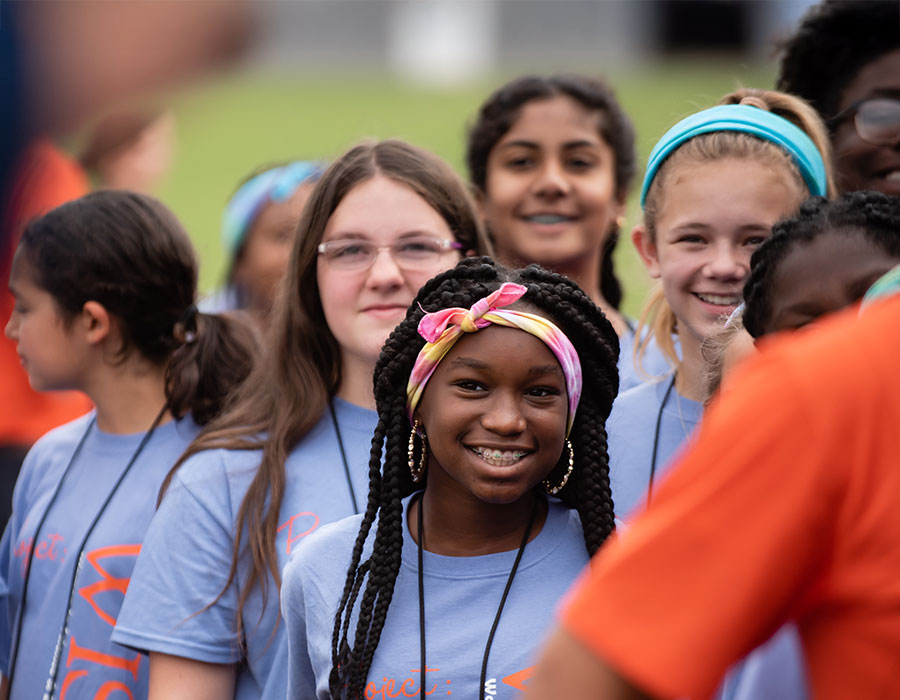 Group of middle school girls at Clemson STEM program.