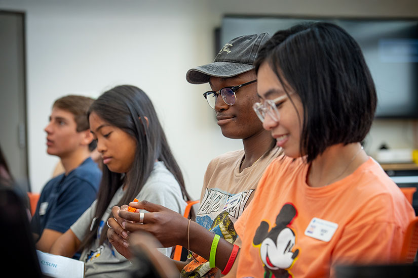 Group learning about the Clemson Makerspace from a professor
